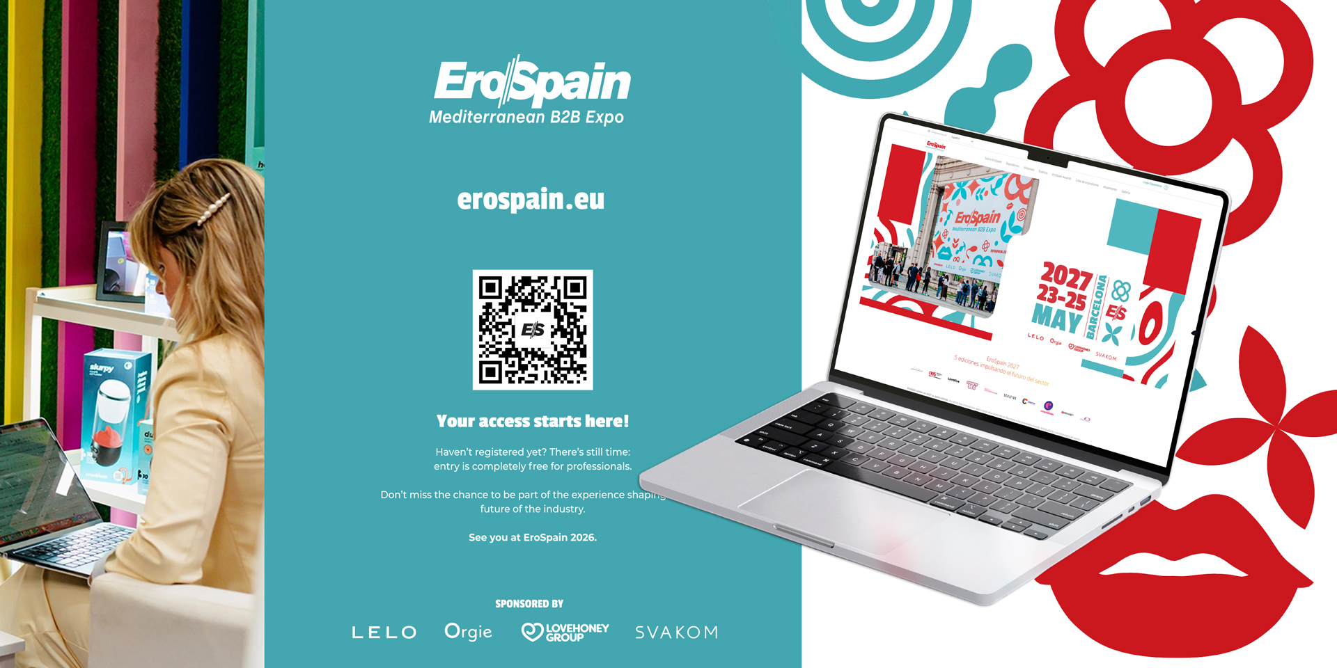 Plataforma web erospain.eu en un mockup de laptop